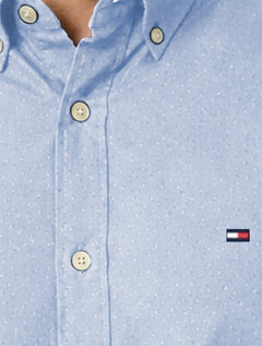 Camisa Tommy Hilfiger Masculina Slim Flex Pop Small Dobby Azul Claro