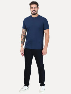 Camiseta K&J Black Premium Lisa Suedine Egípcio Azul Marinho