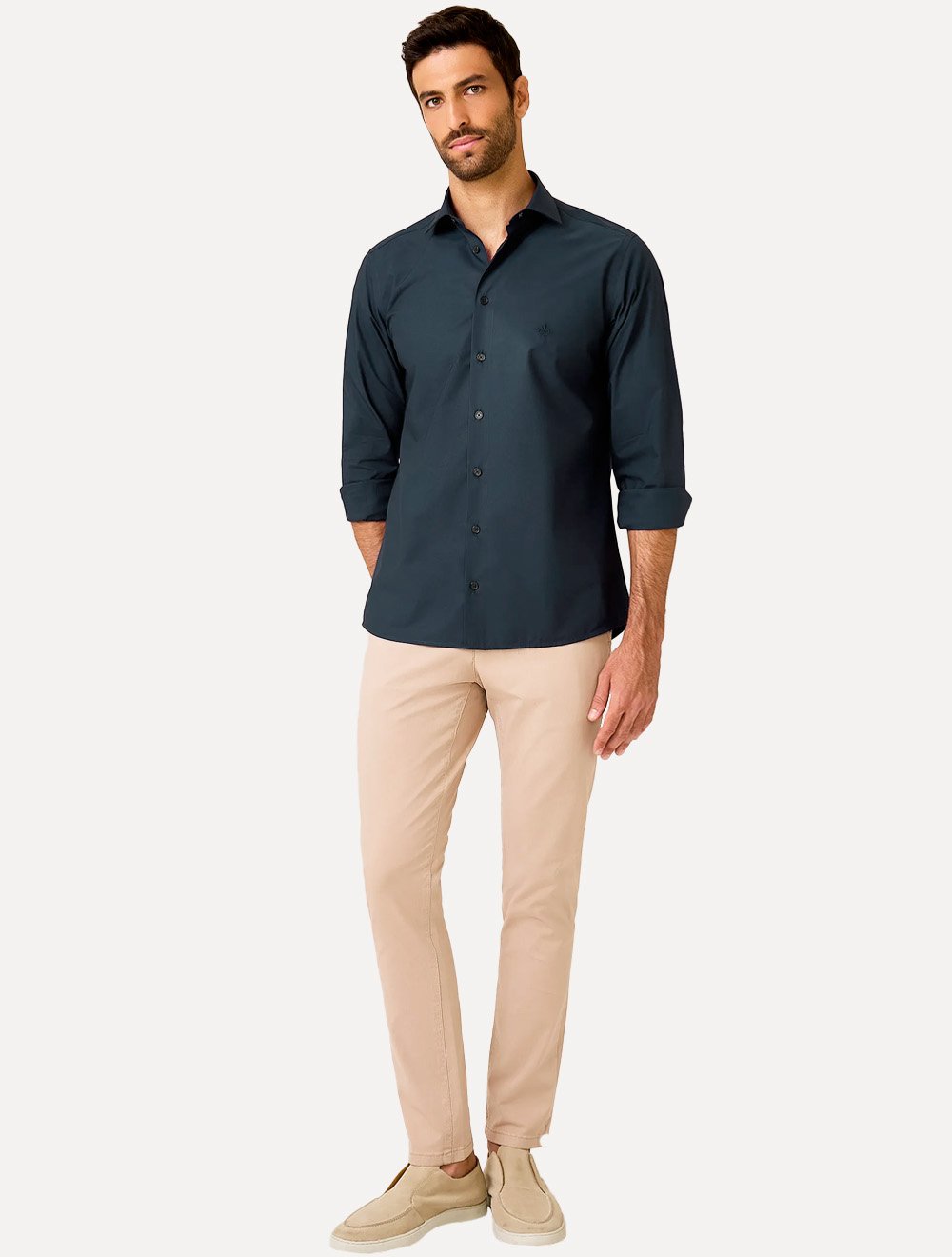 Camisa Dudalina Masculina Slim Superfine Cotton Azul Marinho