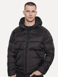 Jaqueta Calvin Klein Jeans Masculina Padded Hoodie Preta