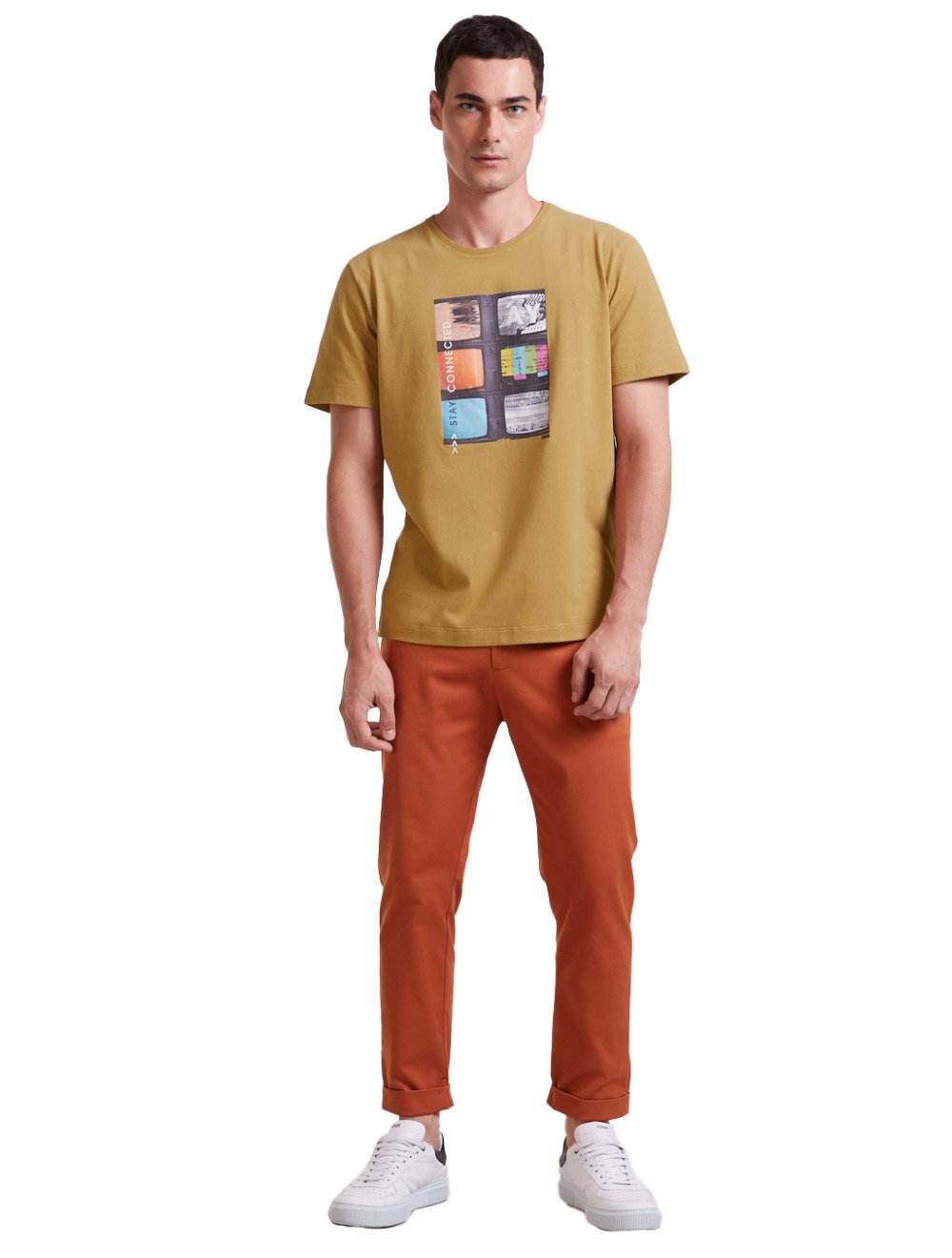 Camiseta Forum Masculina Stay Connected Caqui