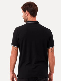 Polo Original Penguin Masculina Piquet Lisa Friso Mega Patch Preta