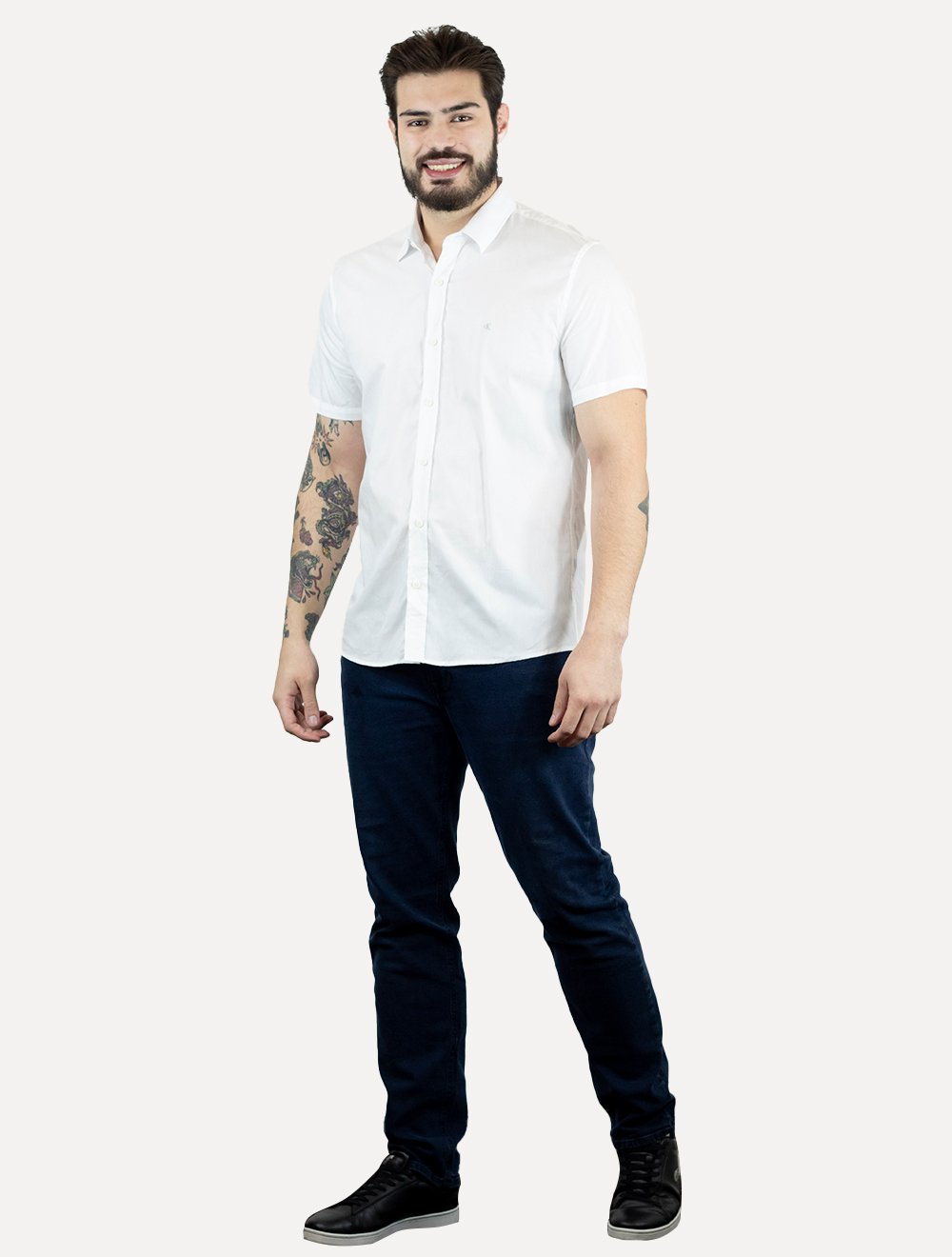 Camisa Calvin Klein Jeans Masculina Manga Curta Básica Logo Peito Branca