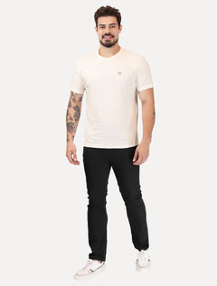 Camiseta King & Joe Masculina Basic Script Peito Off White