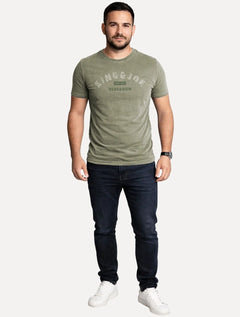 Camiseta King & Joe Masculina Estonada Bordado Estd 2013 Verde