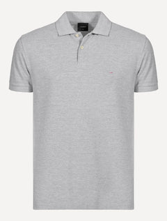 Polo Aramis Masculina Basic Piquet Light Logo Cinza Mescla
