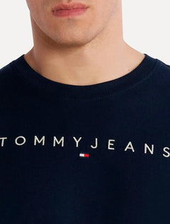 Camiseta Tommy Jeans Masculina Core Linear Logo Tee Azul Marinho