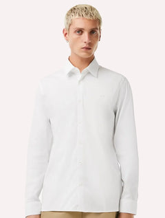 Camisa Lacoste Masculina Slim Fit Popeline Stretch Mono Branca
