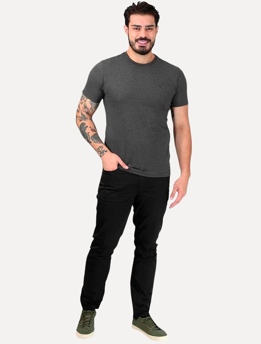 Camiseta Aramis Masculina Basic Lisa Dark Icon Cinza Mescla