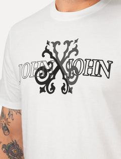 Camiseta John John Masculina Regular Logo Shadow Branca