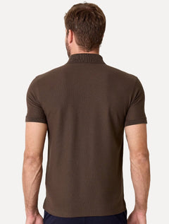 Polo Dudalina Masculina Piquet Essential Color Marrom Médio