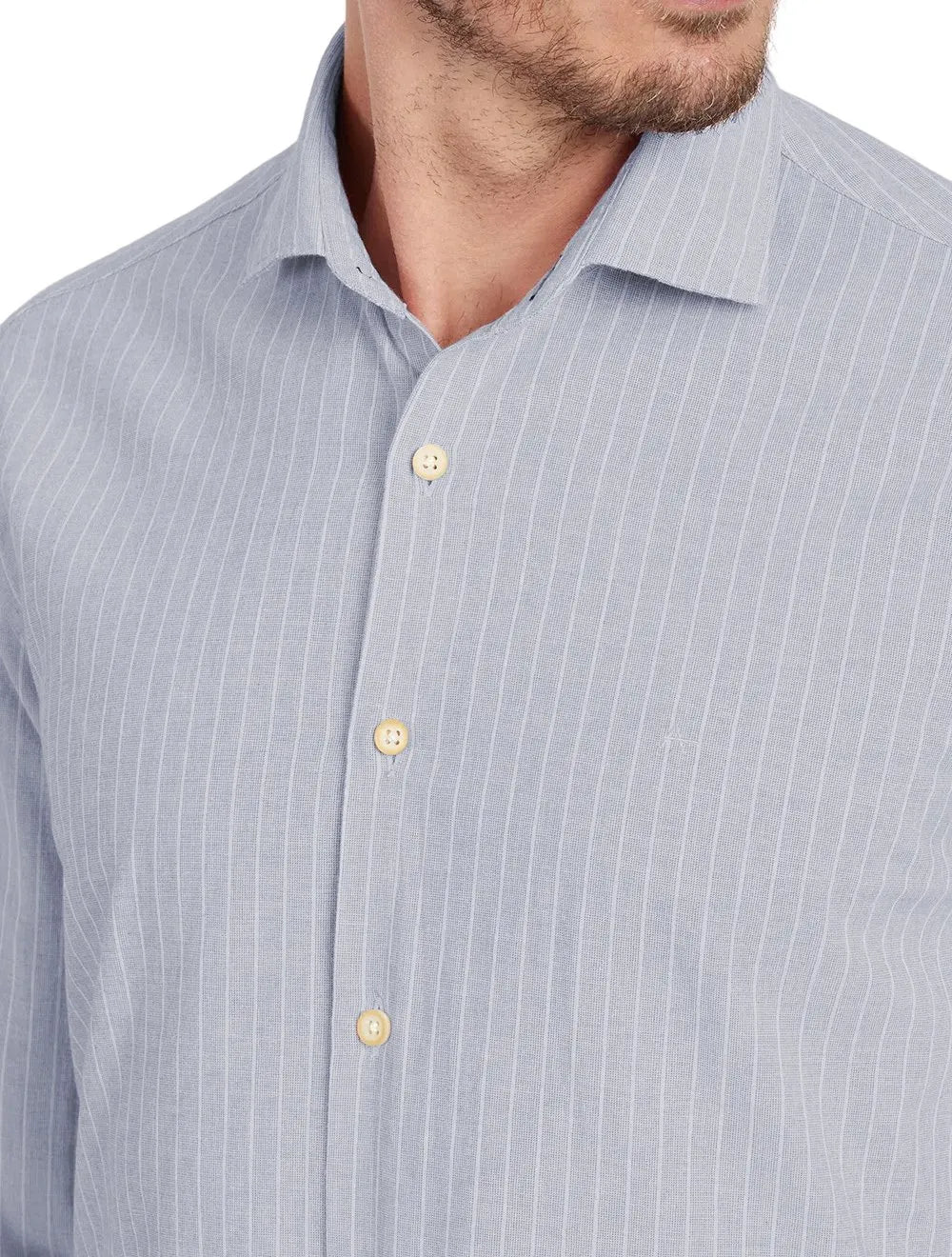Camisa Aramis Masculina Slim Cambraia Listrada Azul