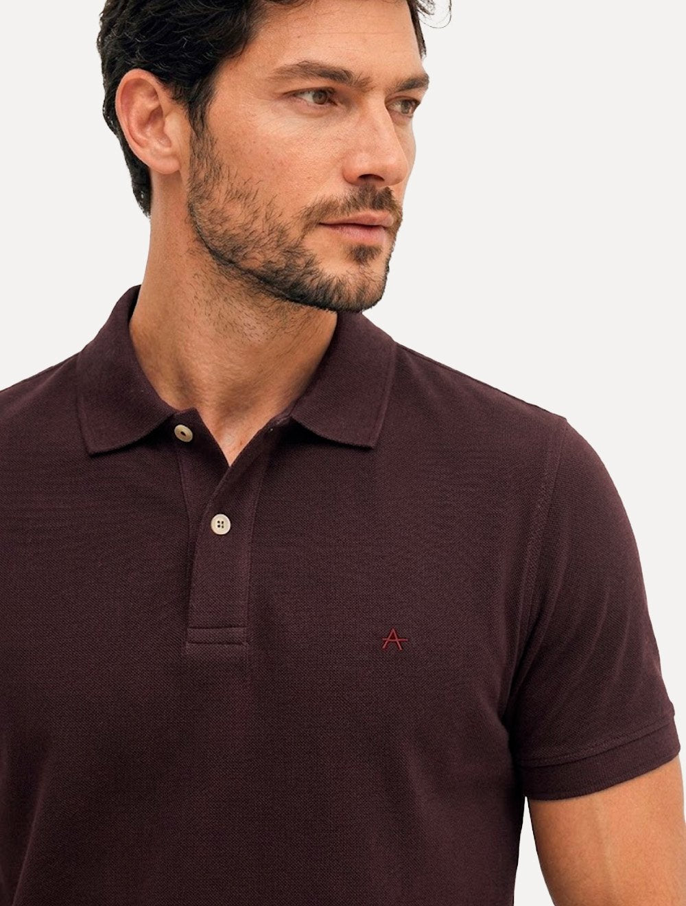 Camisa Polo Aramis Masculina Basic Piquet Mono Logo Vinho Escuro