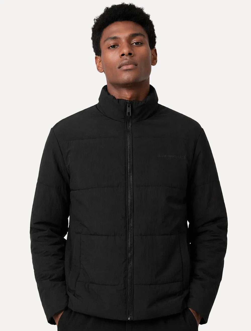 Jaqueta Ellus Masculina Nylon Puffer Wrinkle Preta
