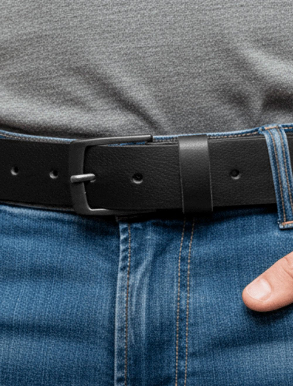 Cinto King & Joe Masculino Couro Logo Queima Preto