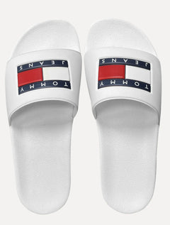 Chinelo Tommy Jeans Slide Essential Jeans Flag Pool Branco