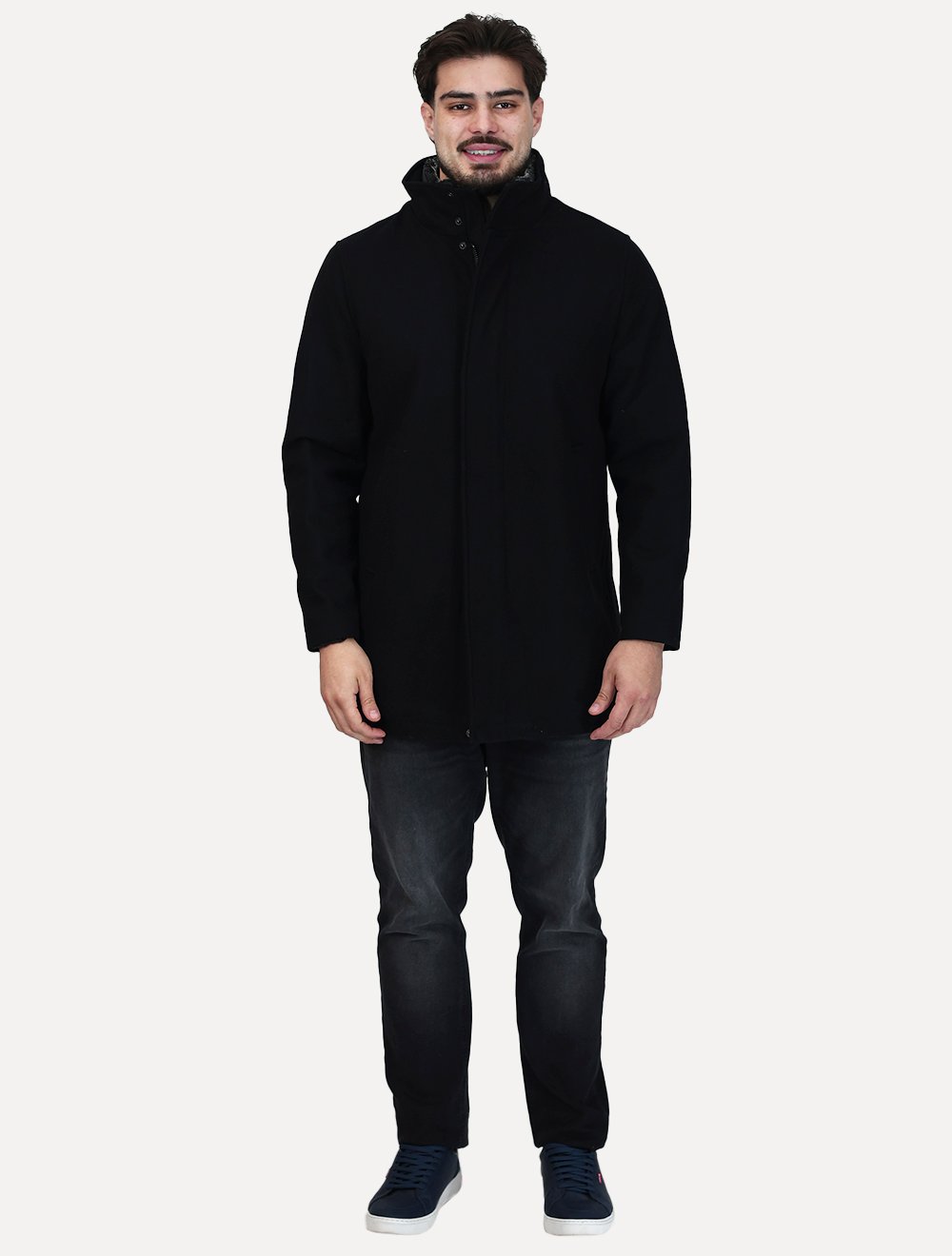 Casaco Calvin Klein Jeans Masculina Lã Alongado Preto