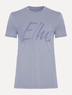 Camiseta Ellus Masculina Maxi Logo Classic Brush Azul Médio