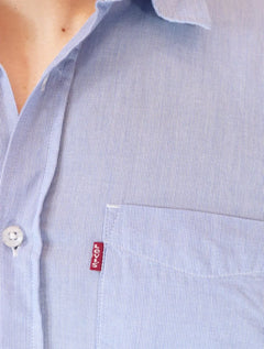 Camisa Levis Relaxed Oxford Authentic Button Down Listrada Azul Claro