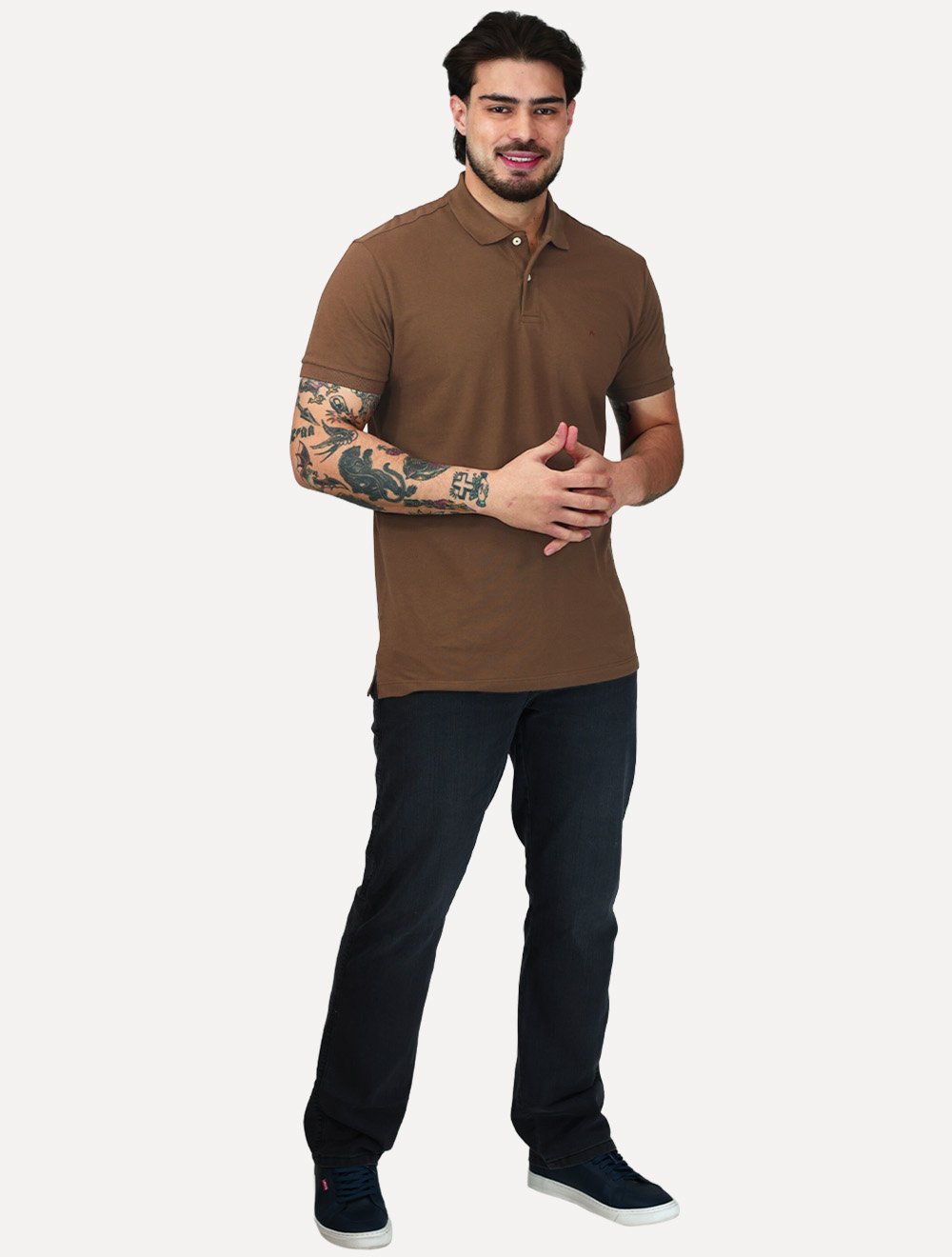 Polo Aramis Masculina Basic Piquet Mono Marrom