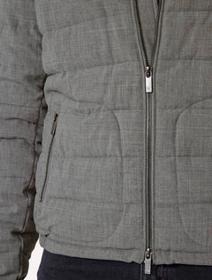 Jaqueta Dudalina Masculina Puffer Alfaiataria Cinza Escuro Mescla