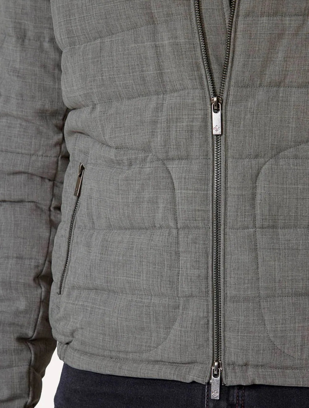 Jaqueta Dudalina Masculina Puffer Alfaiataria Cinza Escuro Mescla