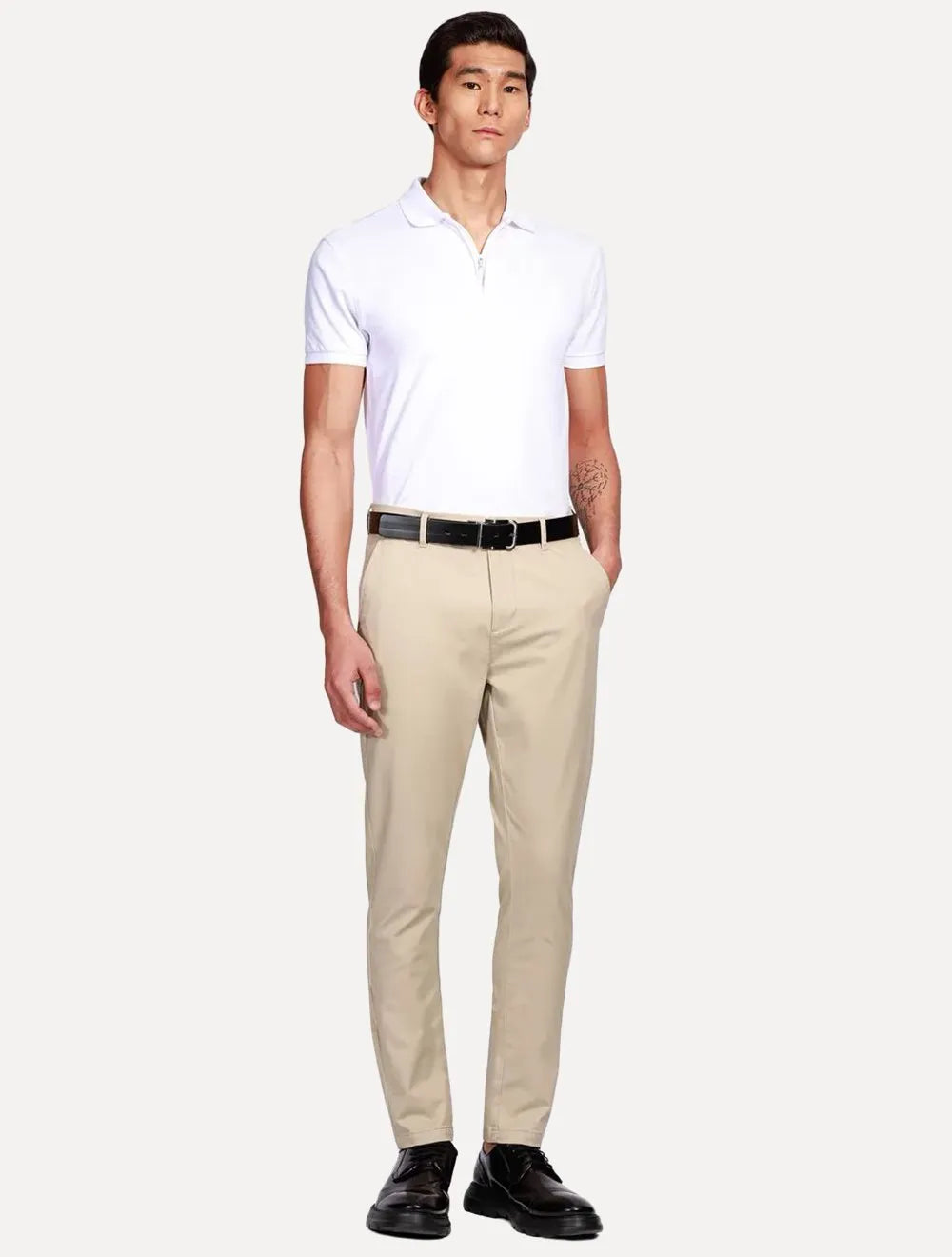 Polo Aramis Masculina Piquet Ziper All White Branca