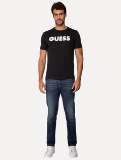 Camiseta Guess Masculina Silk Rubber Logo Preta