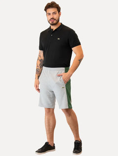 Bermuda Lacoste Masculina Moletom Fleece Colourblock Jogger Cinza Mescla