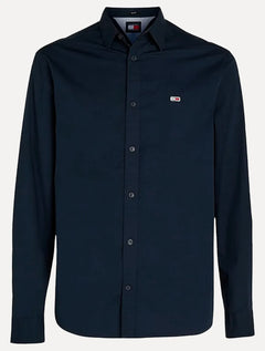 Camisa Tommy Jeans Masculina Regular Entry Poplin Azul Marinho