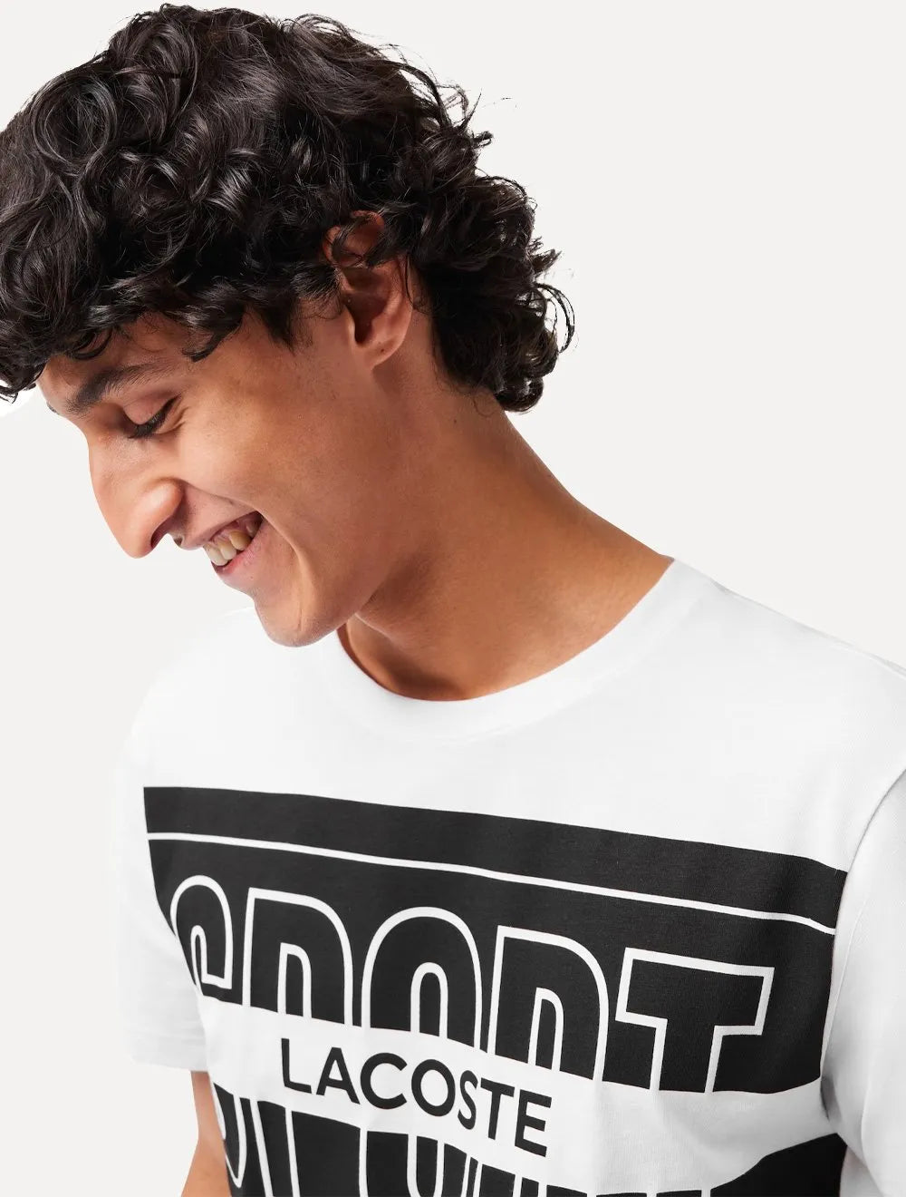 Camiseta Lacoste Masculina Regular Fit Sport Logo Graphic Branca