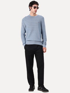 Suéter Tommy Jeans Masculino C-Neck Stripe Structured Azul Médio