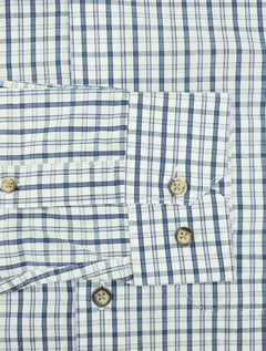 Camisa Aramis Masculina Regular Pocket Tricoline Xadrez Azul/Branca
