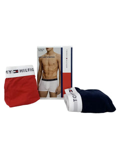Cueca Tommy Hilfiger Cotton Stretch Boxer Trunk Vermelha/Marinho Pack 2UN