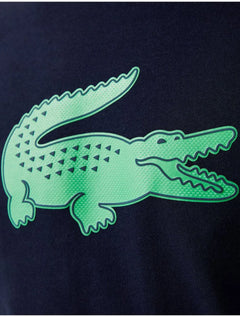 Camiseta Lacoste Masculina Jersey Sport 3D Green Logo Azul Marinho