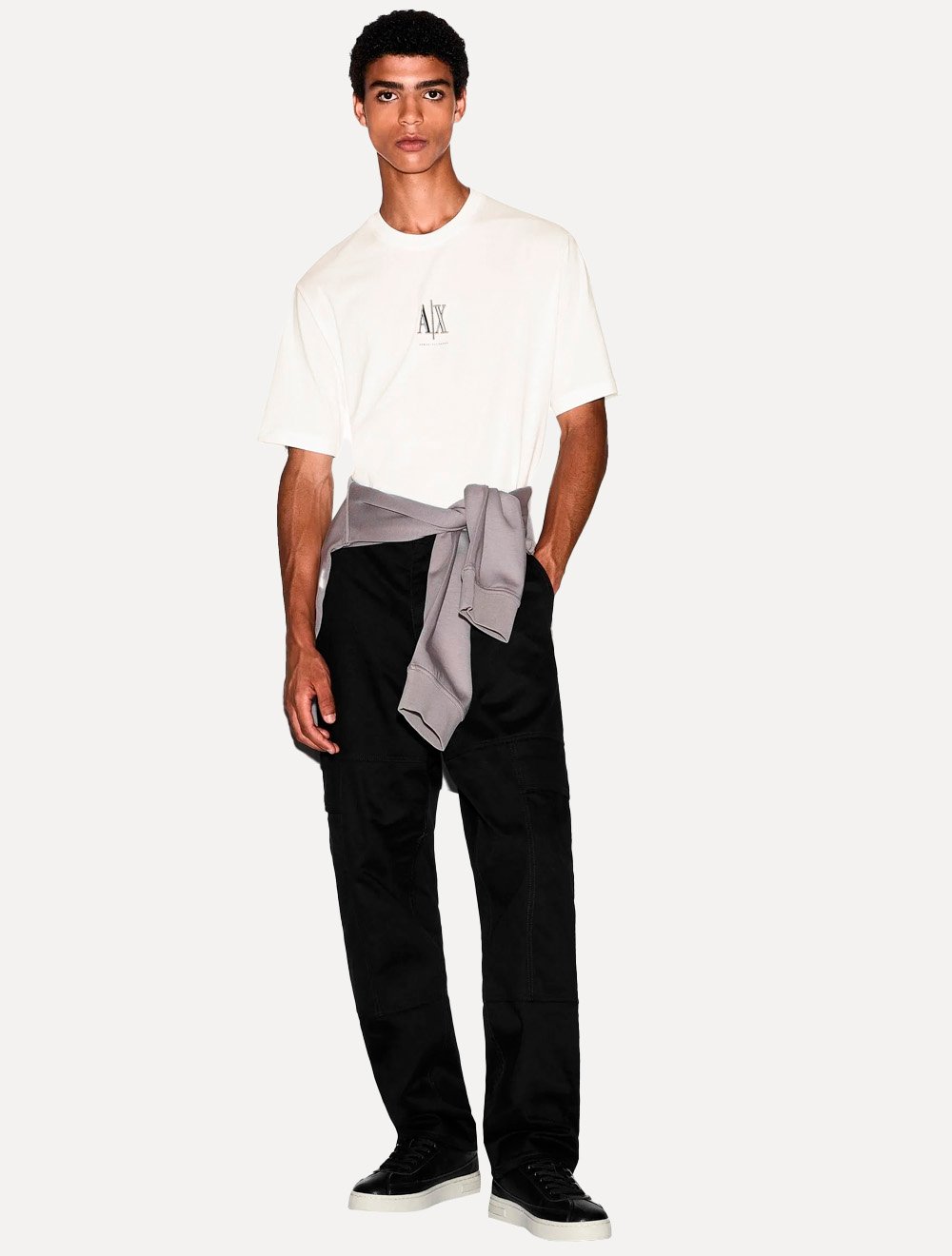 Camiseta Armani Exchange Masculina Regular Fit Small Logo Icon Off-White