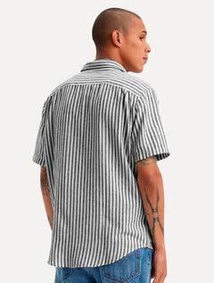 Camisa Levis Masculina Standard Sunset One Pocket Black Stripes Branca