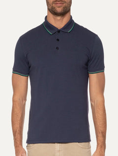 Polo Ellus Masculina Piquet Classic Easa Friso Azul Marinho