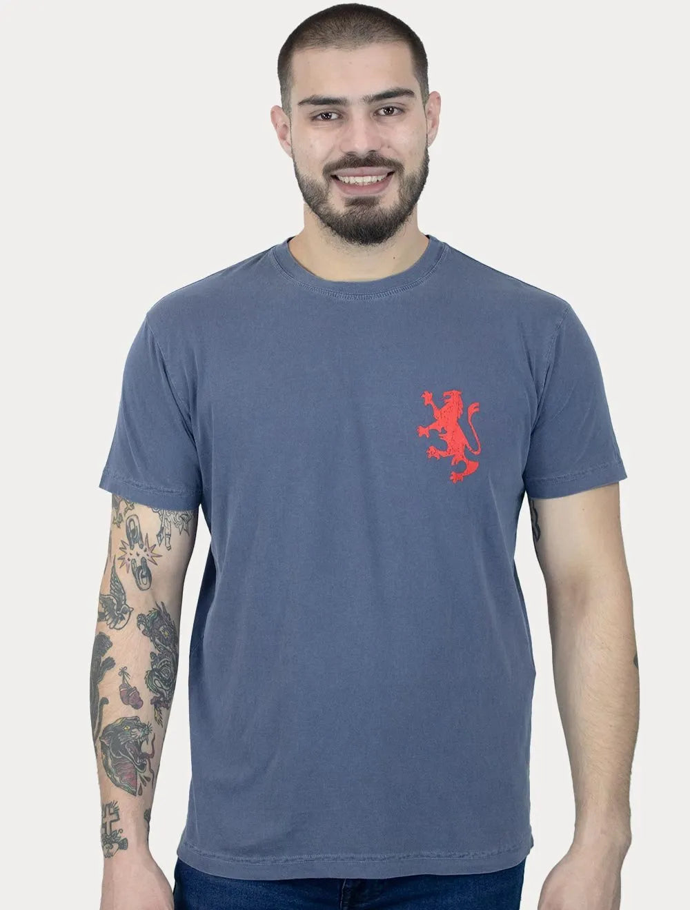 Camiseta Osklen Masculina Regular Stone Leão  Azul Marinho
