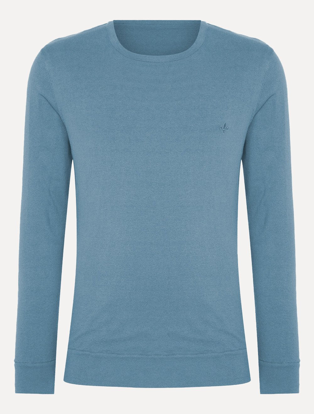 Suéter Dudalina Masculino Tricot Crewneck Basico Azul Médio