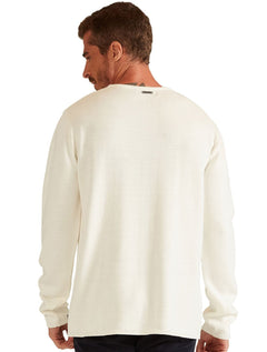 Blusa Nautica Masculina Tricot Sweater Cotton Pocket Off-White
