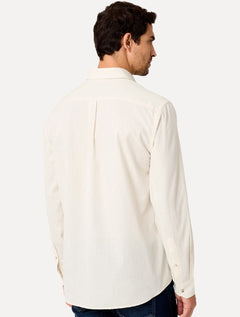 Camisa Dudalina Masculina Slim Slub Cotton Flame Lisa Off White