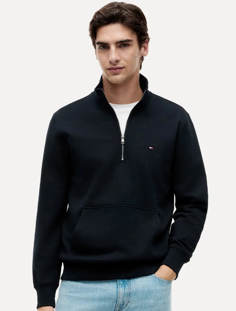 Moletom Tommy Hilfiger Masculino Essential Terry New Half Zip Azul Marinho