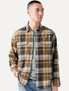 Camisa Levis Masculina Classic Worker Xadrez Marrom