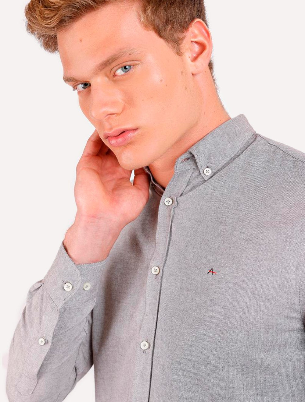 Camisa Aramis Masculina Slim Oxford Button Down Marrom Mescla