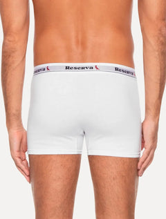 Cueca Reserva Masculina Boxer Basic Logo Branca Pack 2UN
