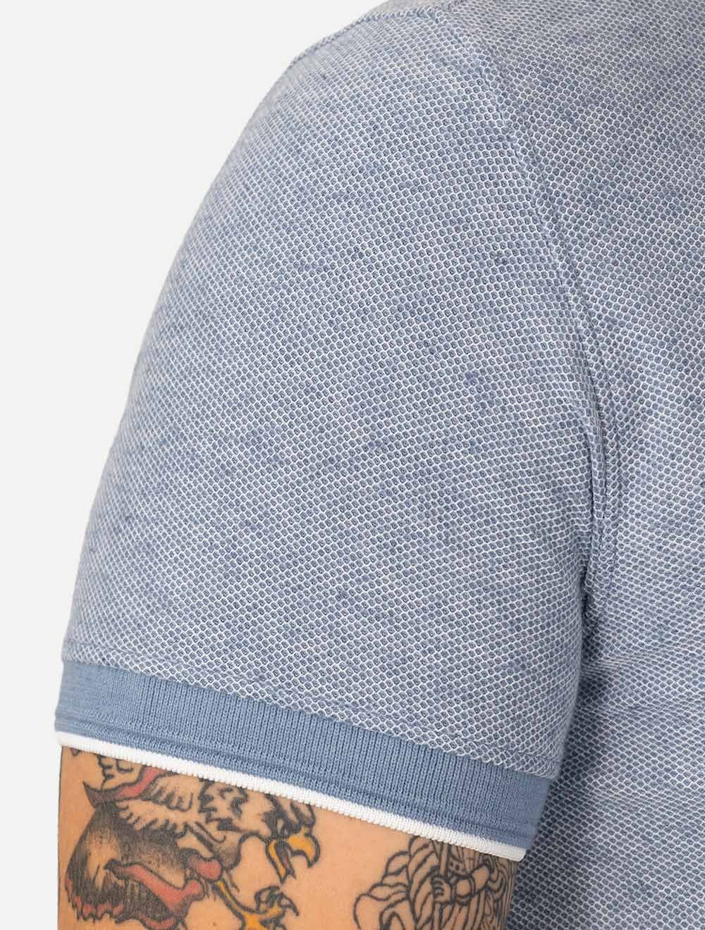 Polo Dudalina Masculina Malha Favo Linho Azul Escuro