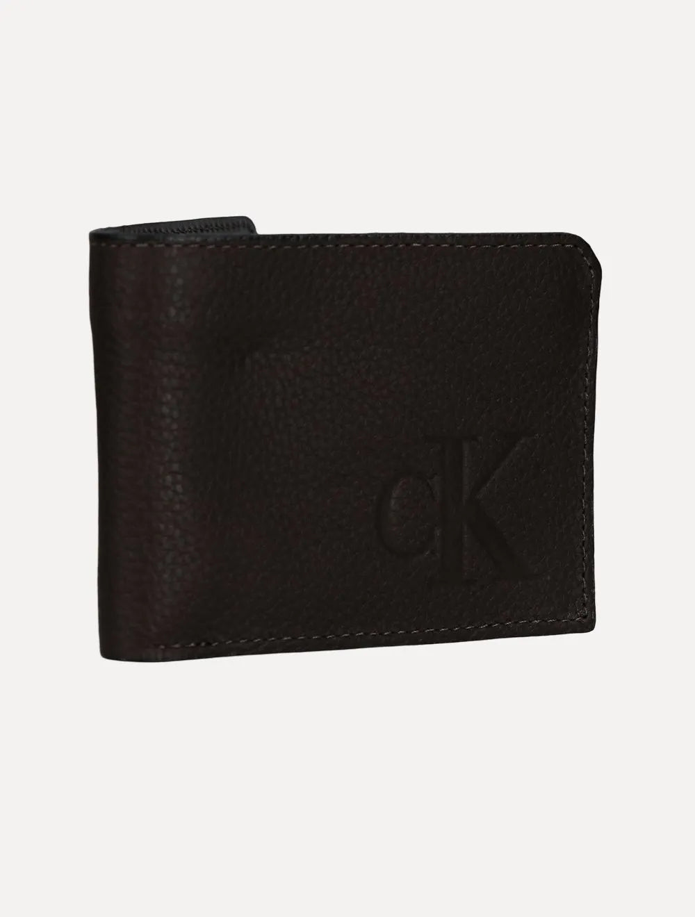 Carteira Calvin Klein Jeans Couro CKJ Queima Logo Marrom Café