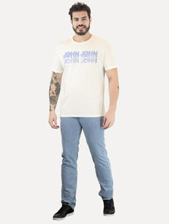 Camiseta John John Masculina Regular Logo Shadow Repeat Off-White