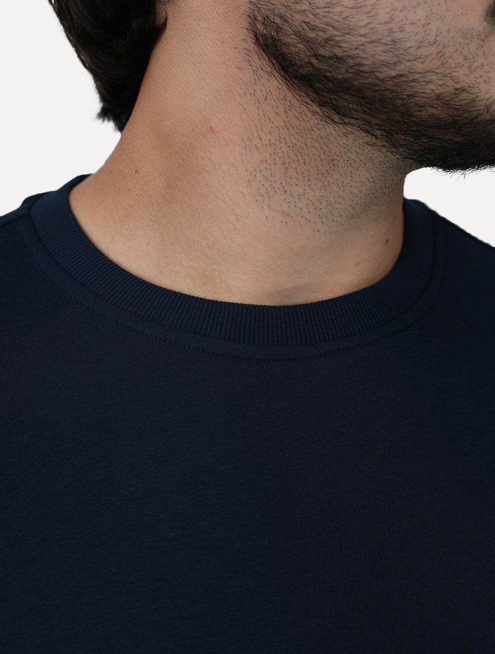 Moletom Calvin Klein Jeans Crewneck CK Logo Embroidered Azul Marinho